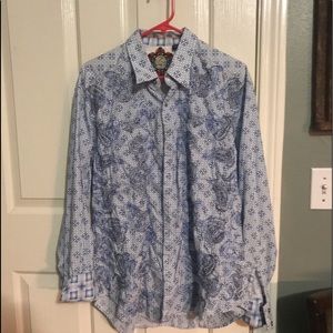 Robert Graham Shirt. Large.  Blue embroidery.